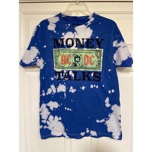 S ACDC Money Talks AC/DC Licensed Graphic T-Shirt Bleach Dye Cotton Short Sleeve